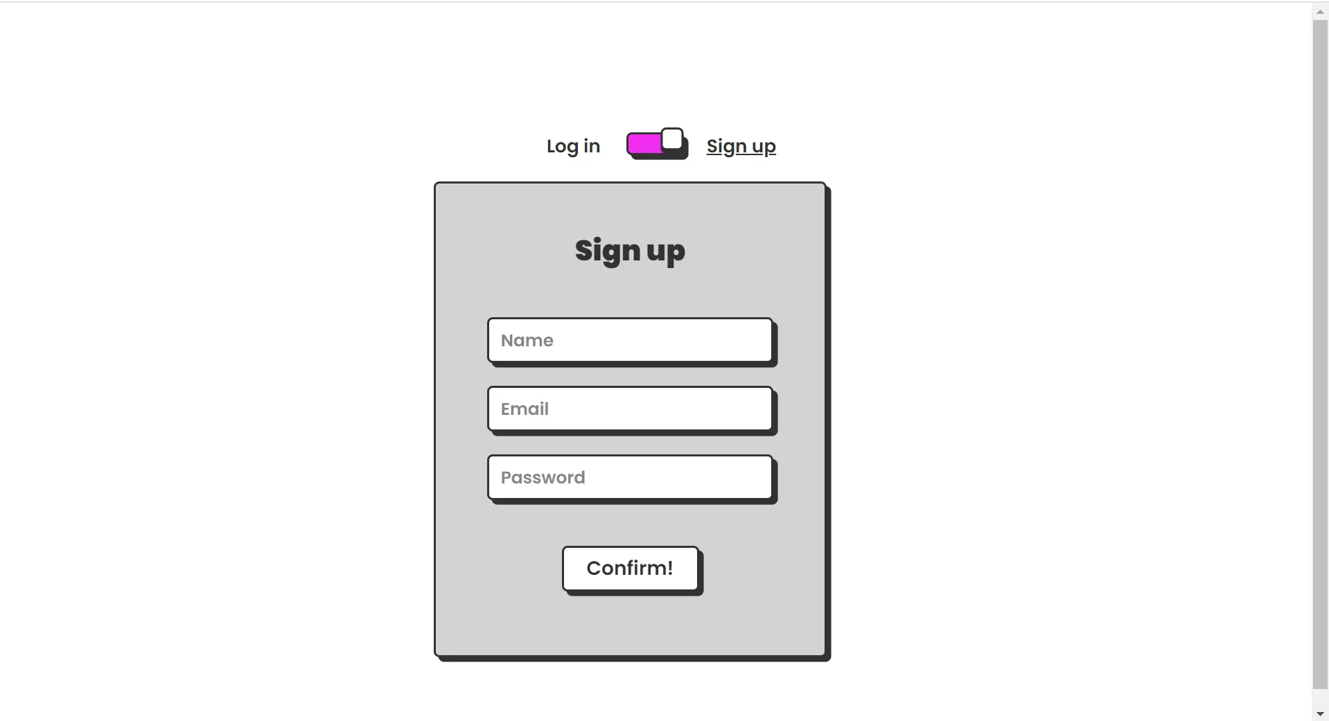 Comic Style login and registration form