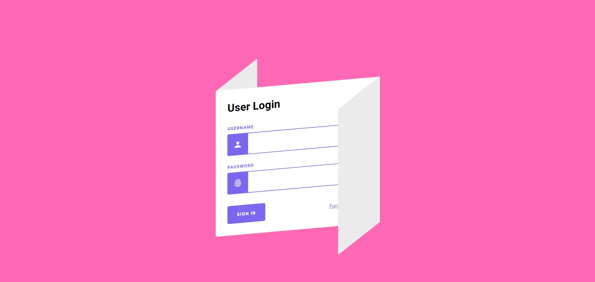 Folded paper login form