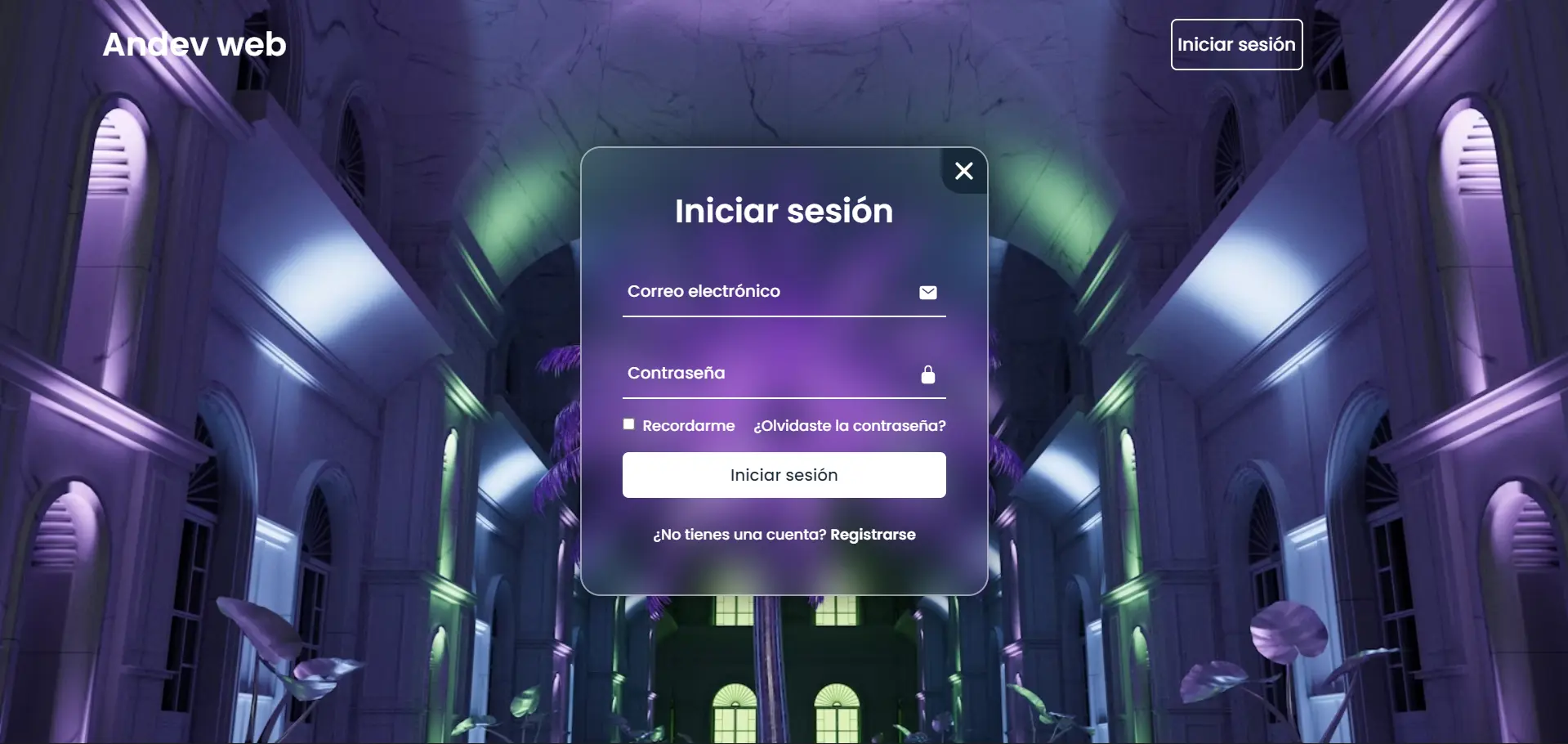 Animated login and registration