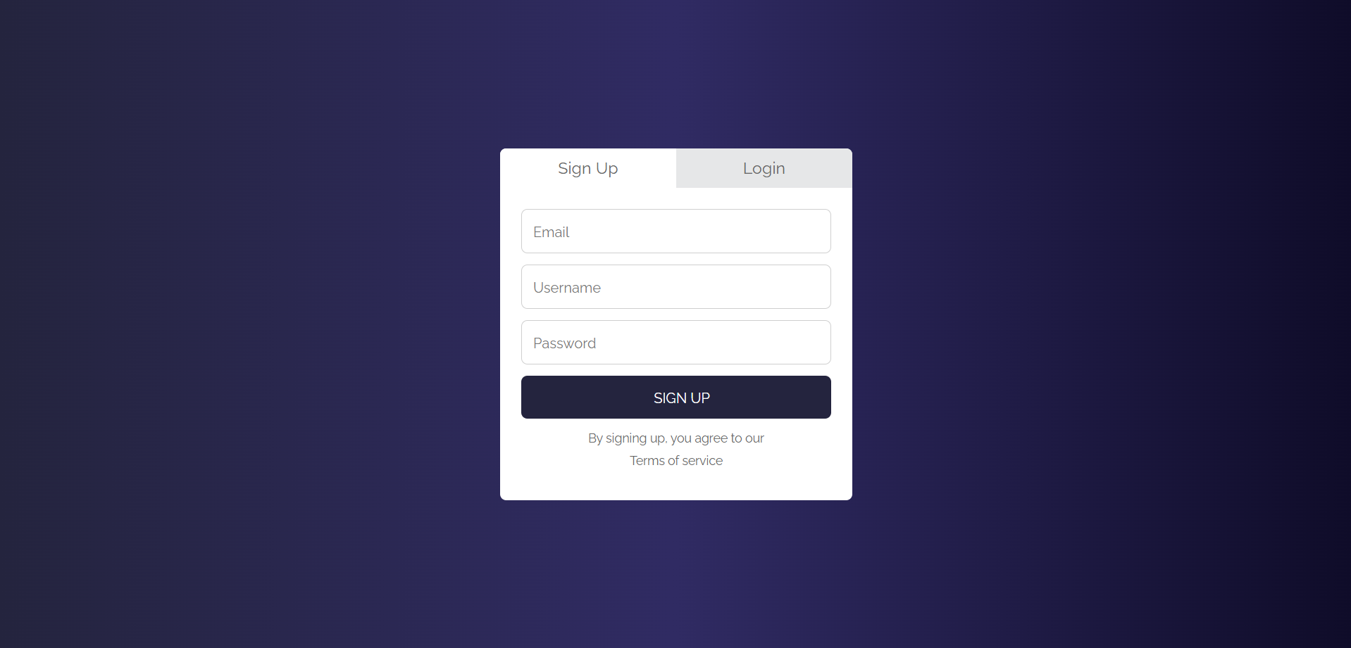Register/Login Form