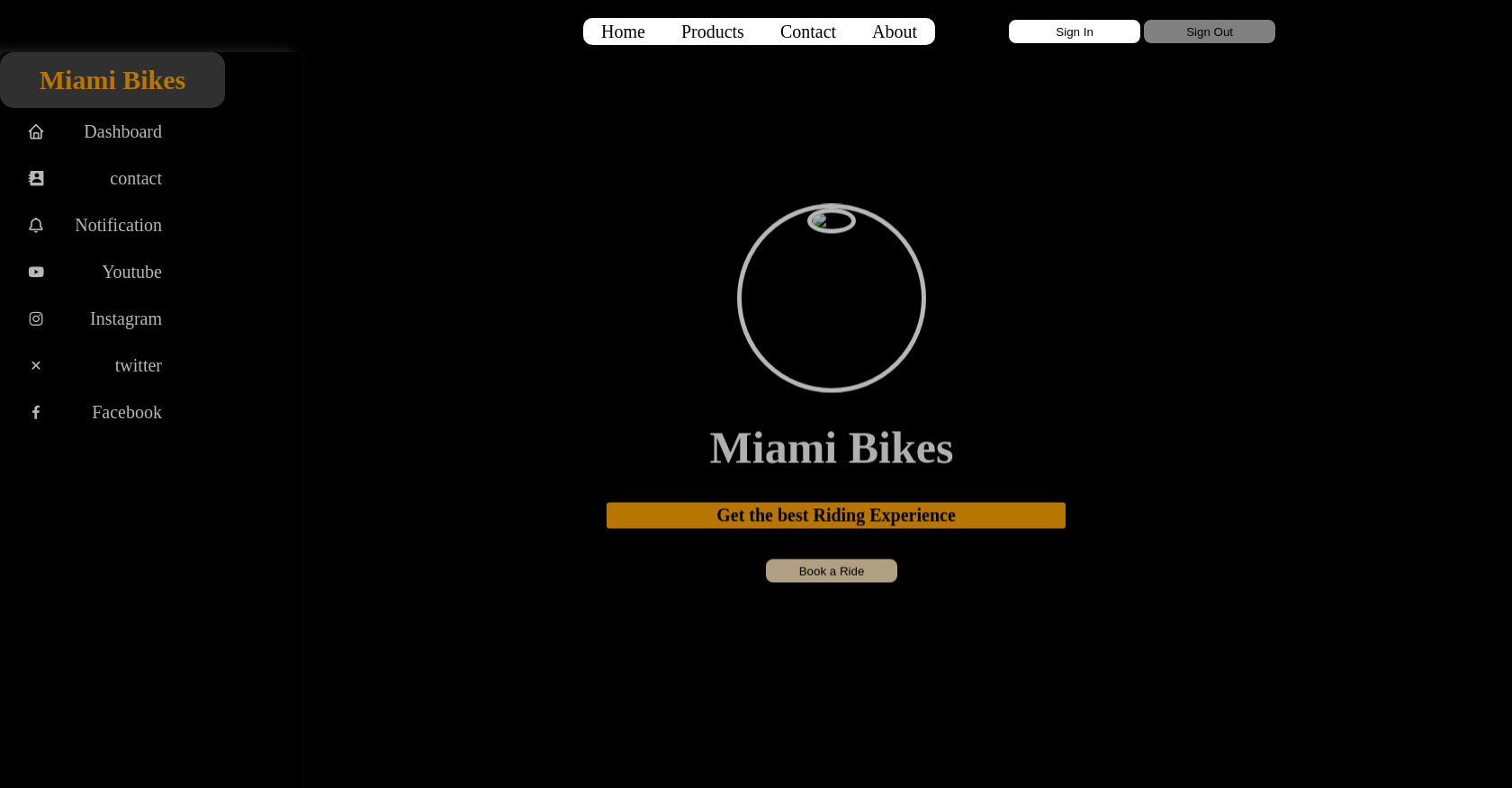 Landing page for a bicycle business