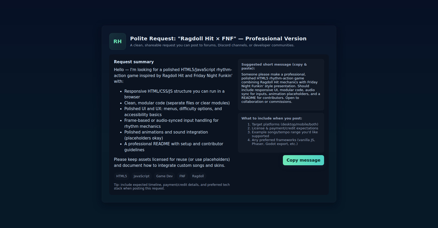 HTML5 Game Request: Ragdoll Hit × FNF Template