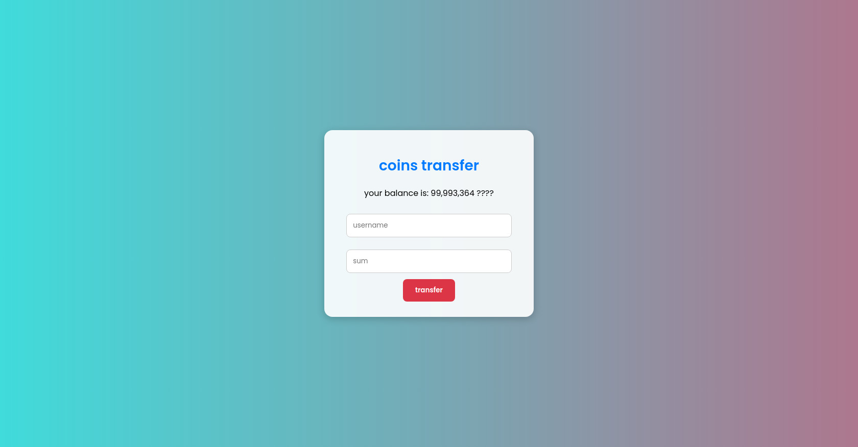 Coin Transfer Form with Payment Selection