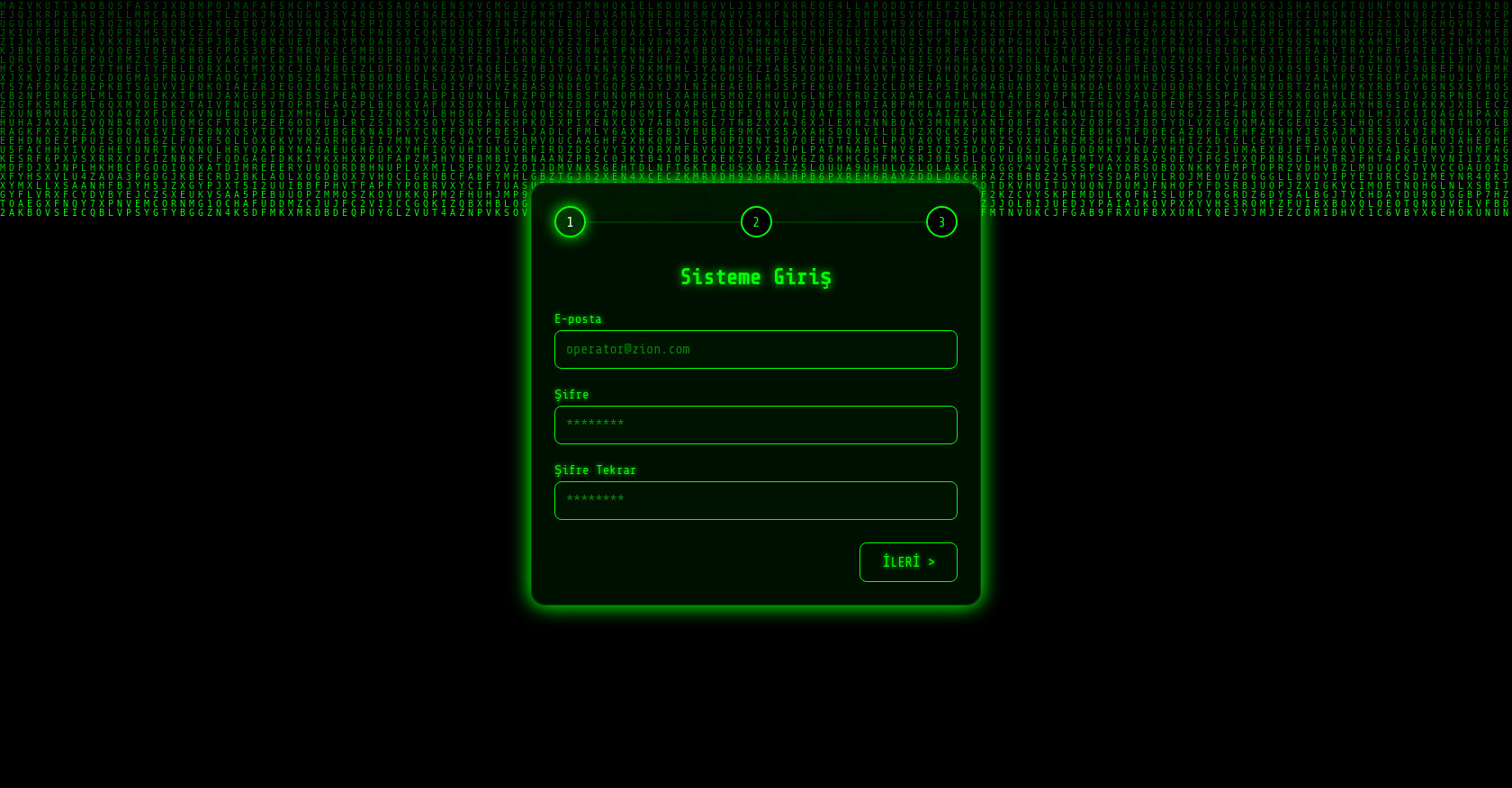 Matrix eklentil giriş sayfası 
