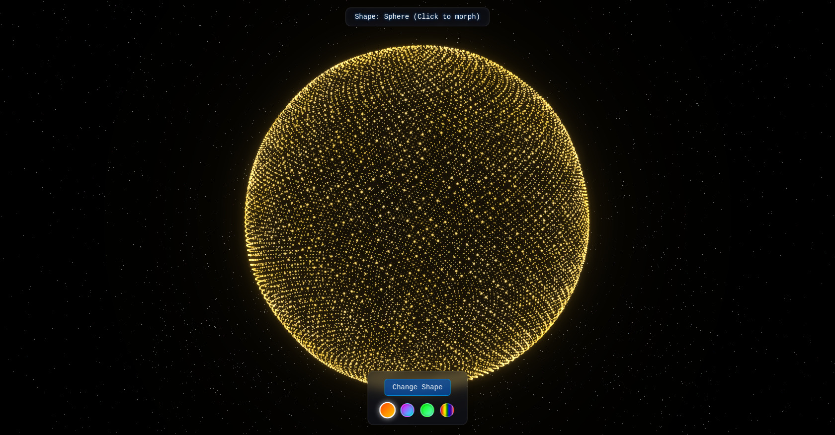 Three.js Particle System Shape Morphing Effect