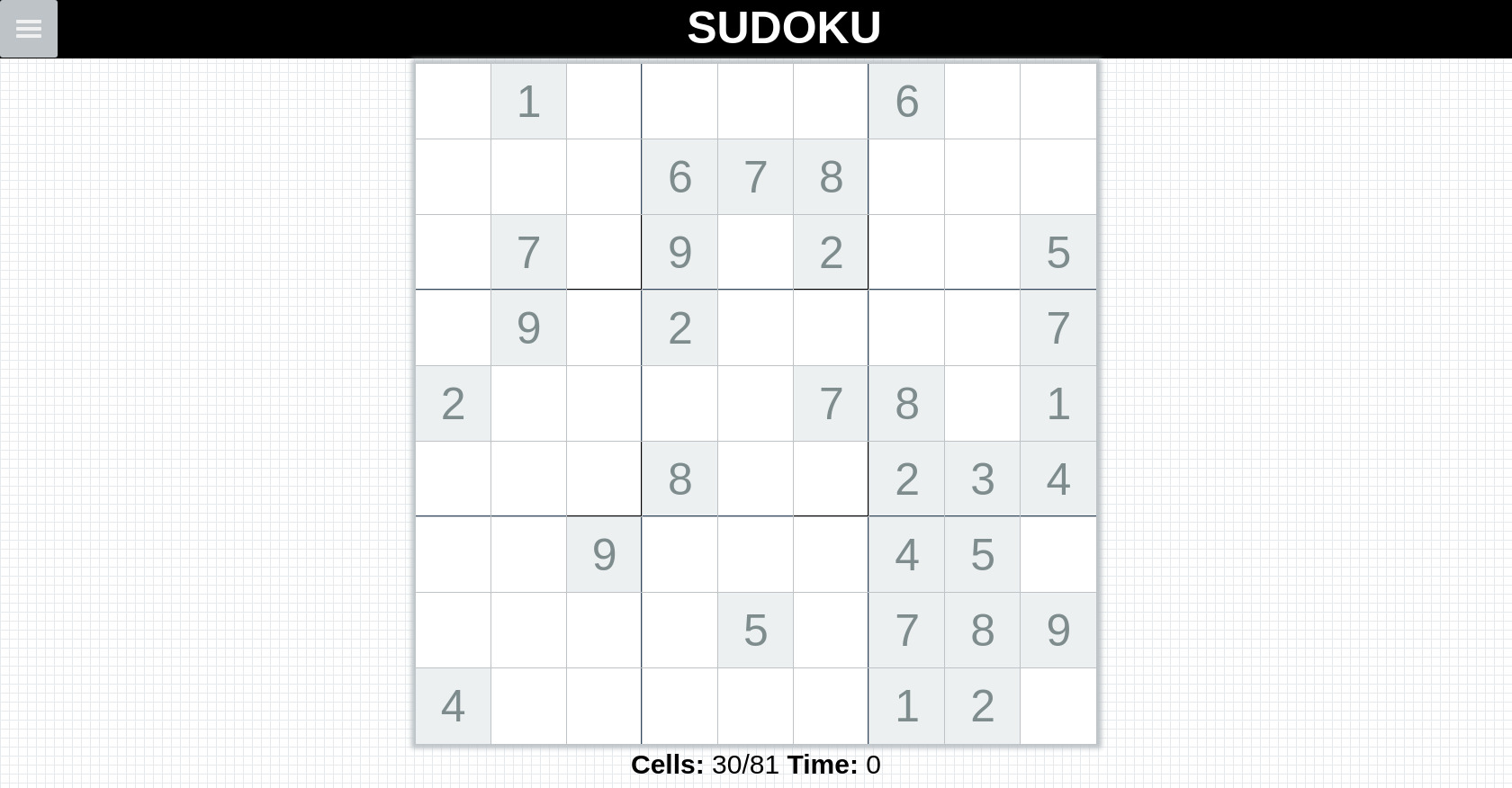 Sudoku Game HTML: Sidebar Toggle & Menu