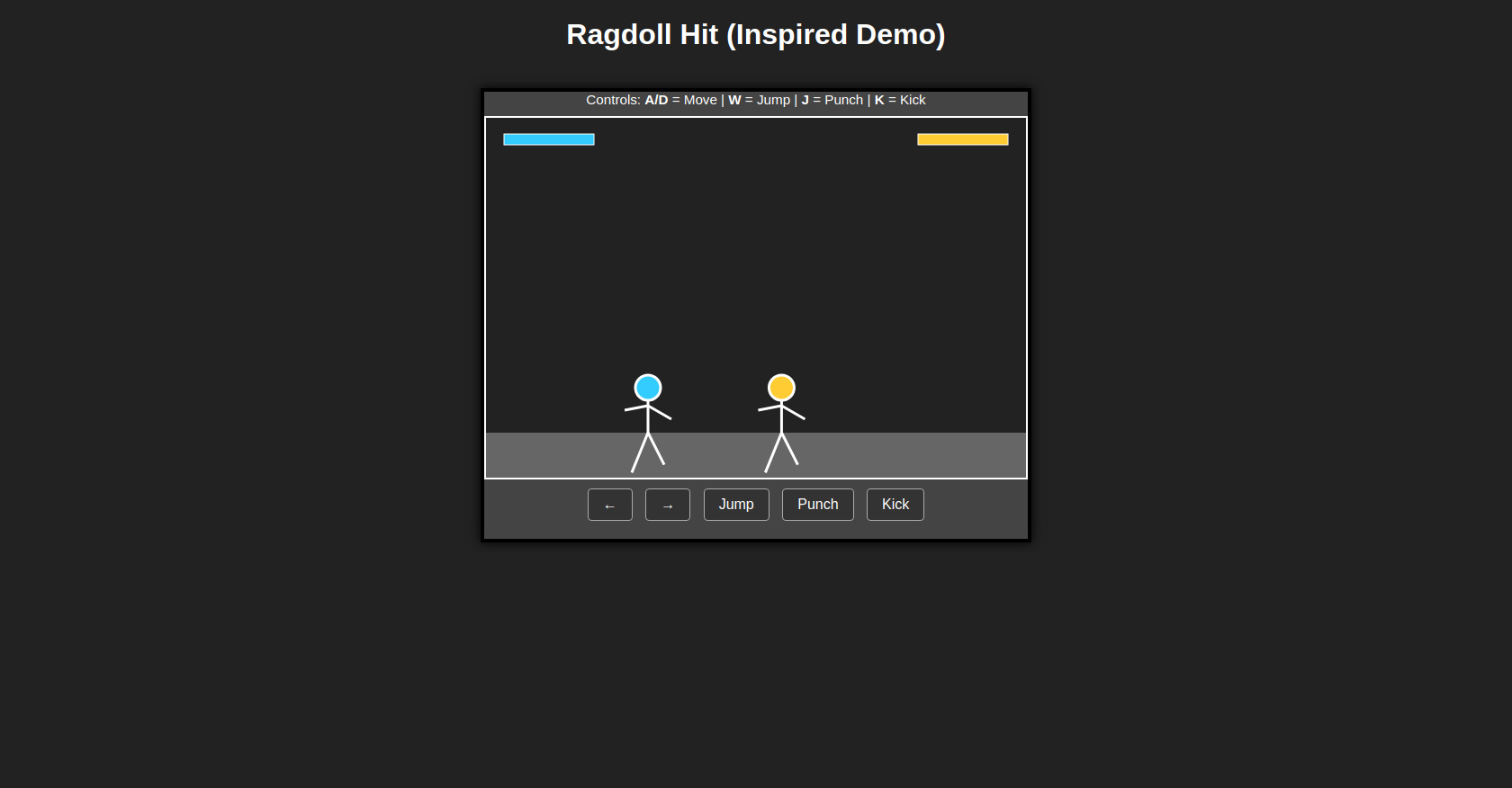 Ragdoll Fighting Game Demo (HTML, CSS, JS)
