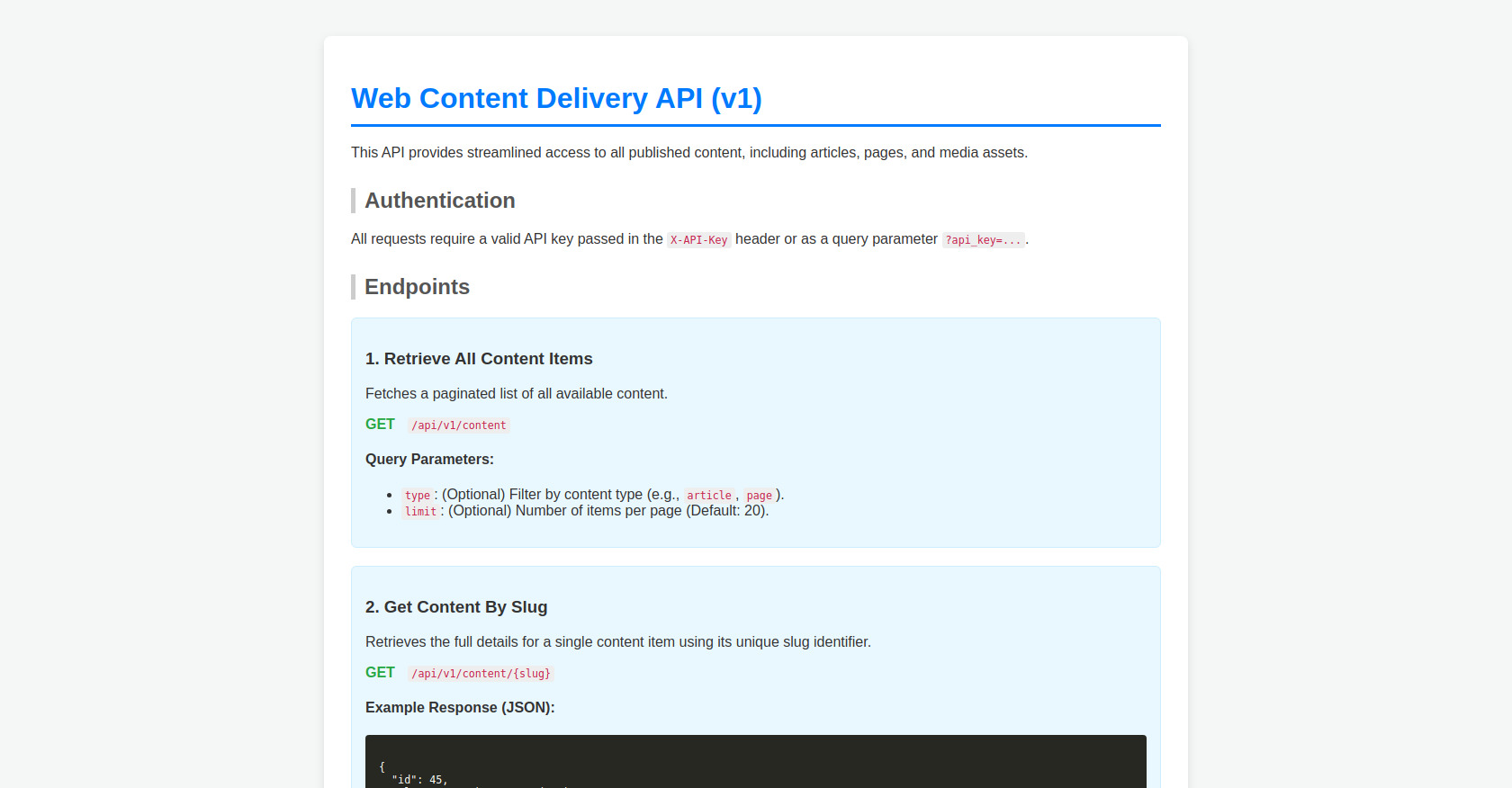 Web Content API v1 Documentation