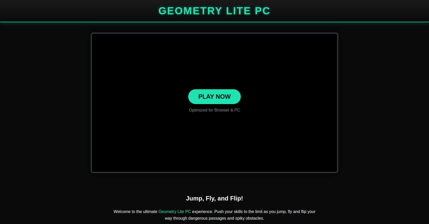 Geometry Lite PC: Play Online - HTML Game Template