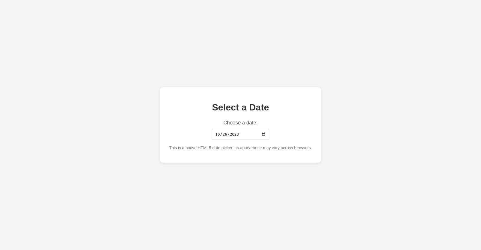 HTML Date Picker Example