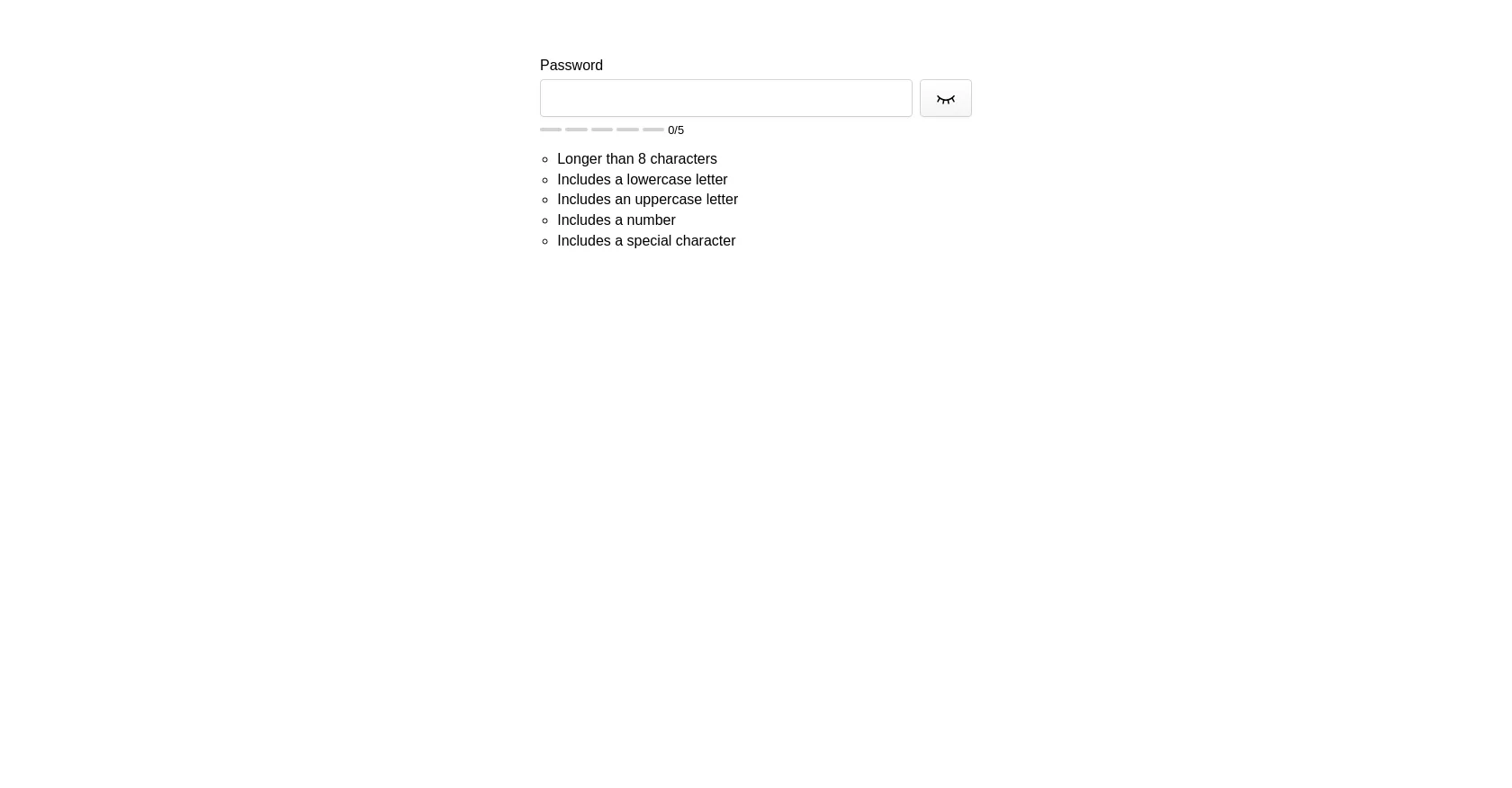 Password rules + toggle Web Components