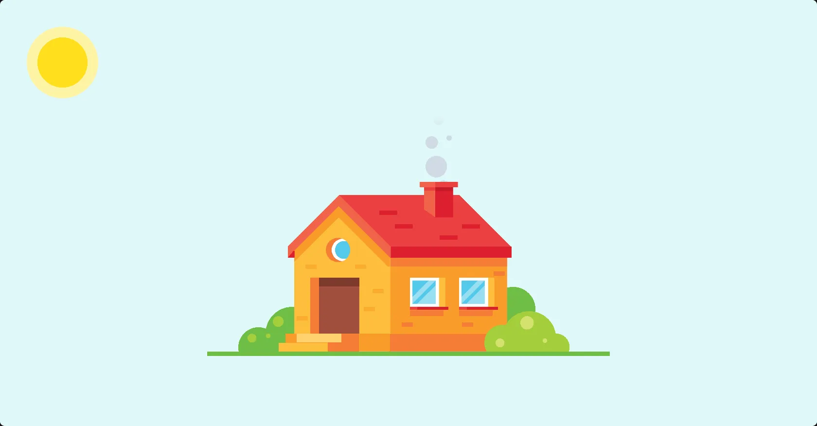 Pure CSS One Div House Responsive Animation