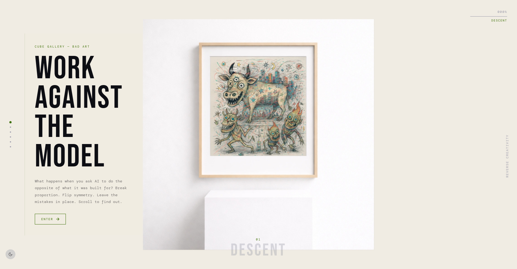 3D Cube Gallery with Scrollable Art Sections