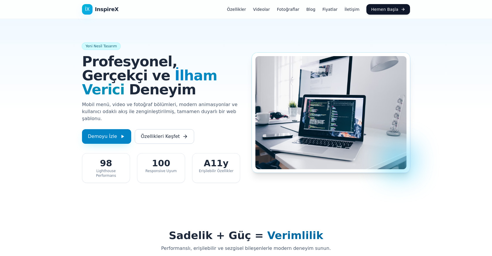 InspireX: Modern Web Theme (Tailwind, Video, Gallery)