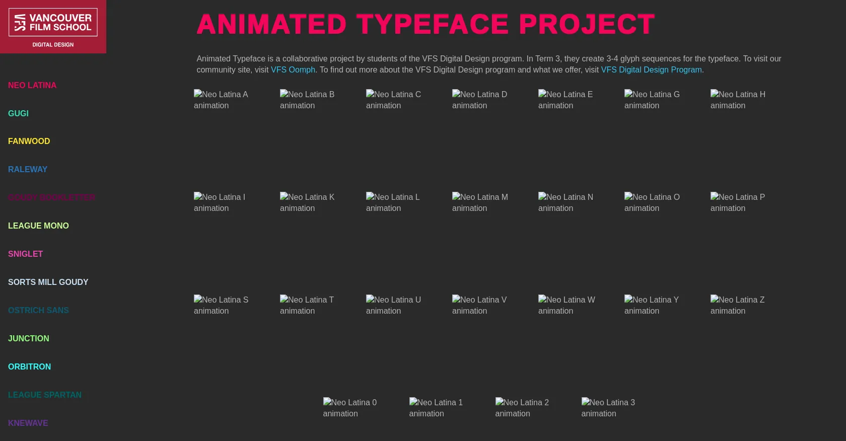 VFS Digital Design Animated Typeface