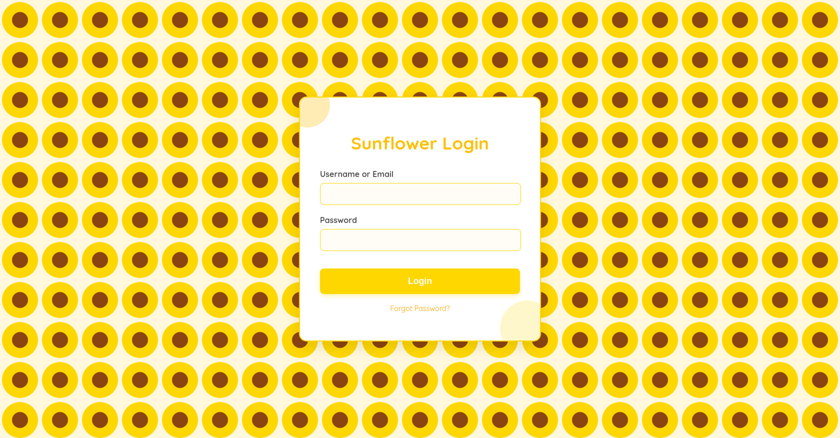 HTML Sunflower Login Form Template
