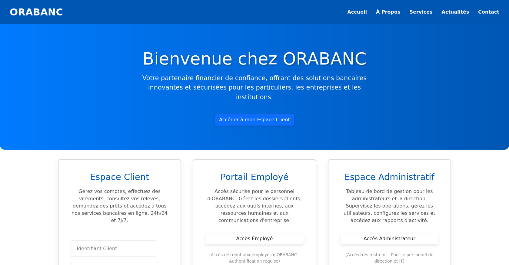 ORABANC Bank HTML Template: User Portals & CSS