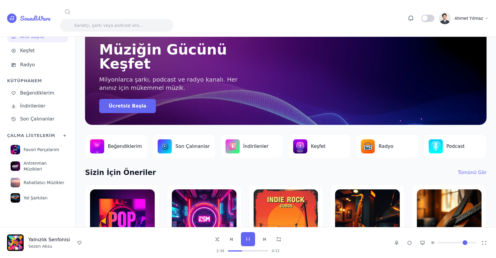 Music Streaming App HTML Template with Tailwind