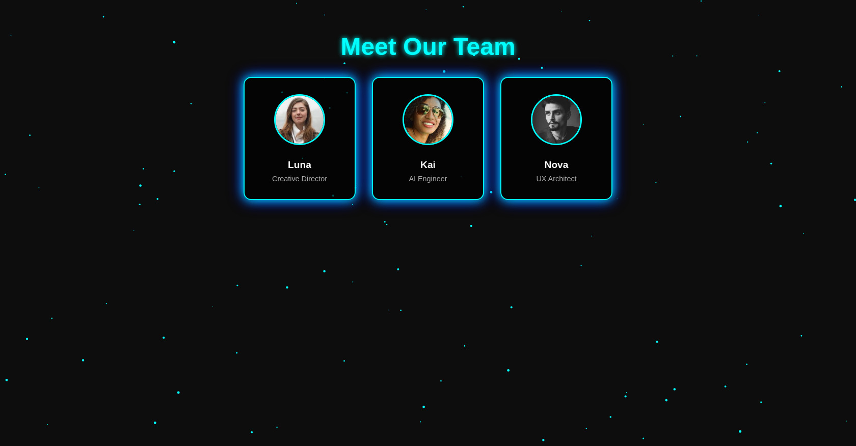 Teams Page - Futuristic Design 