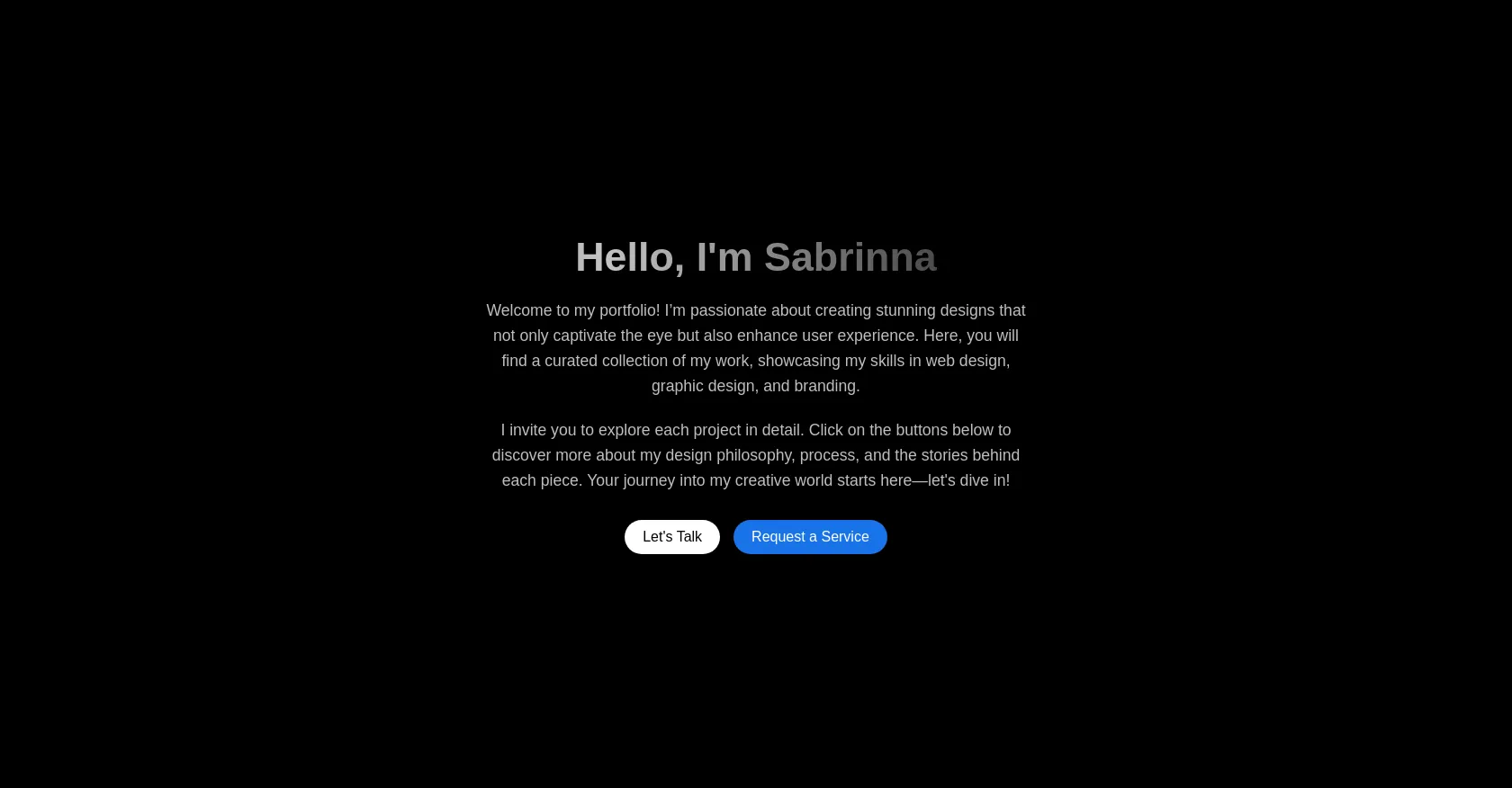 homepage for a portfolio site