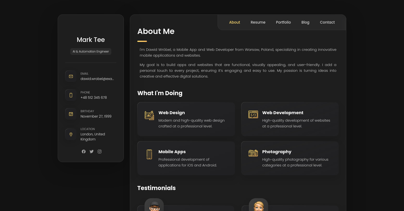 Developer Portfolio: Web, Apps, Design - Dawid Wróbel