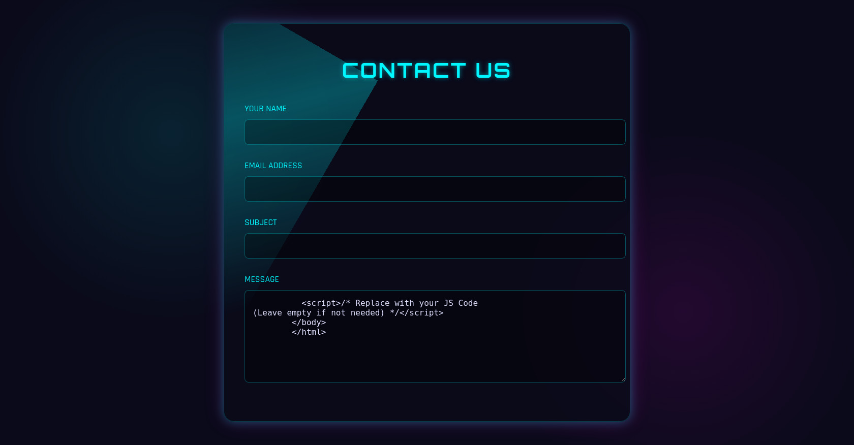 Futuristic Contact Page 