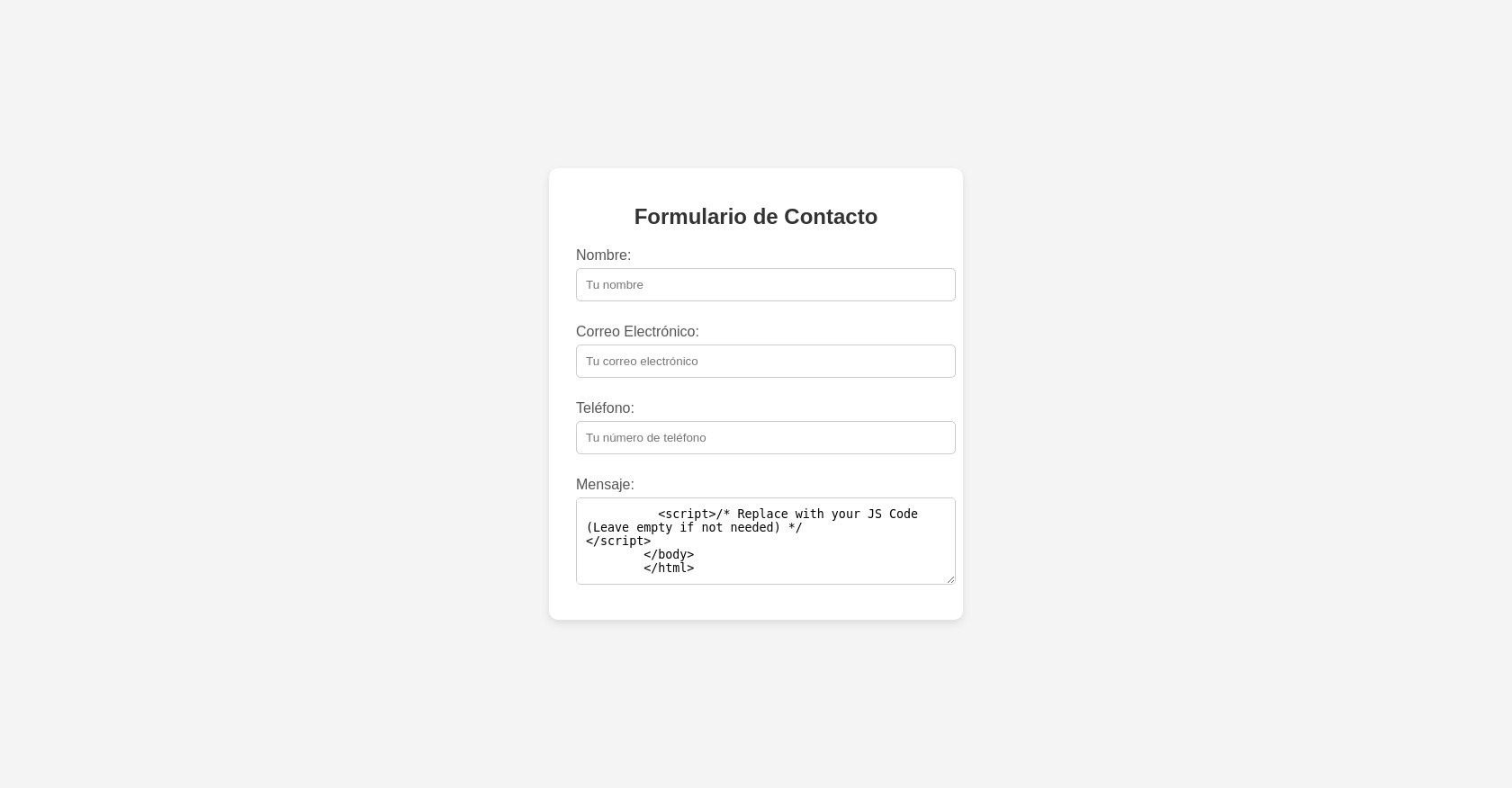 Formulario de contacto - Actualizado