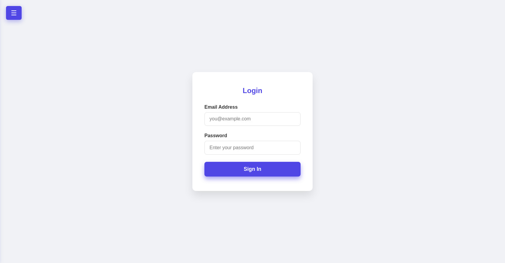 Modern Login Form + Sliding Sidebar