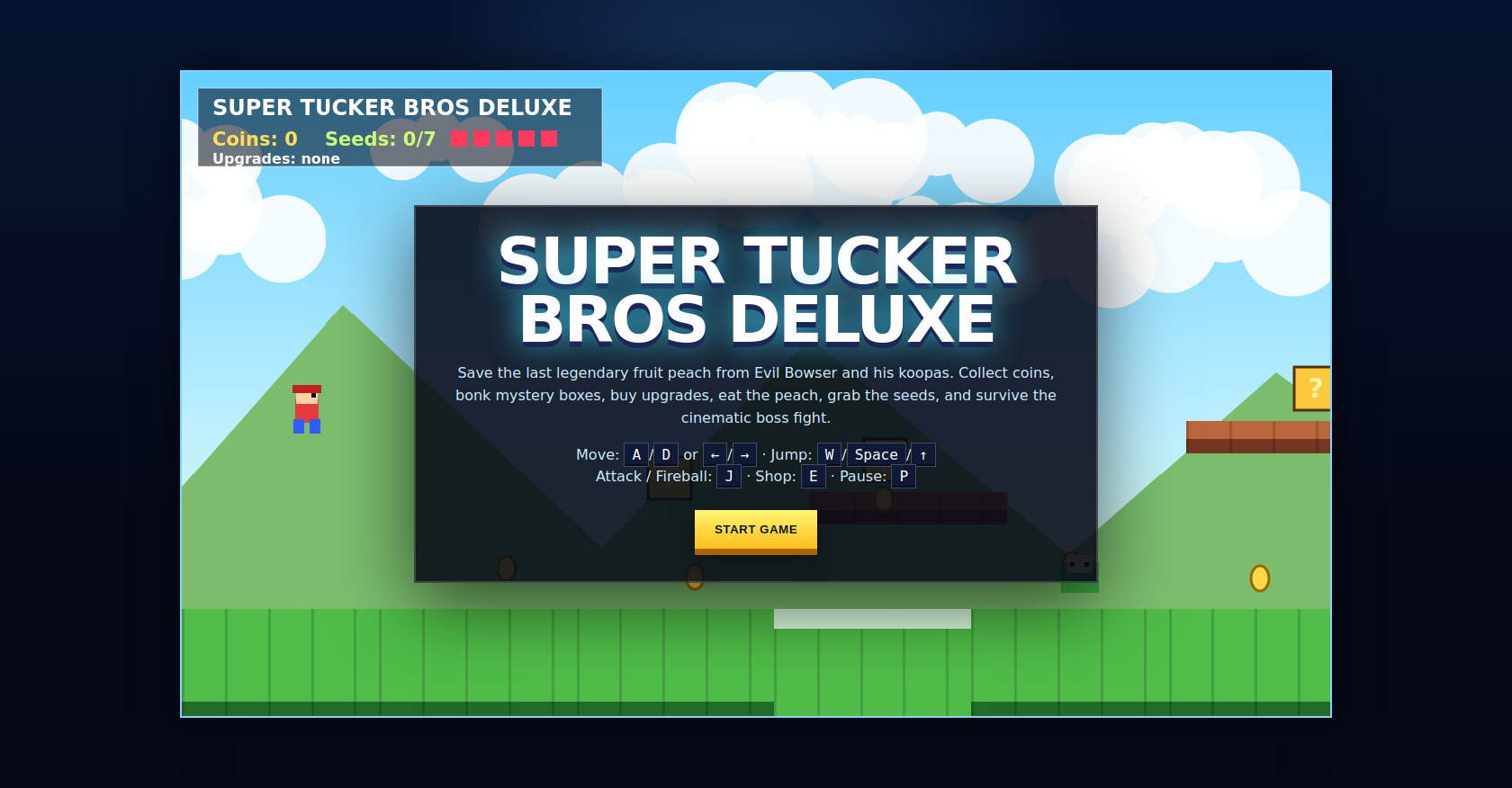 Super Tucker Bros Deluxe HTML5 Game Code