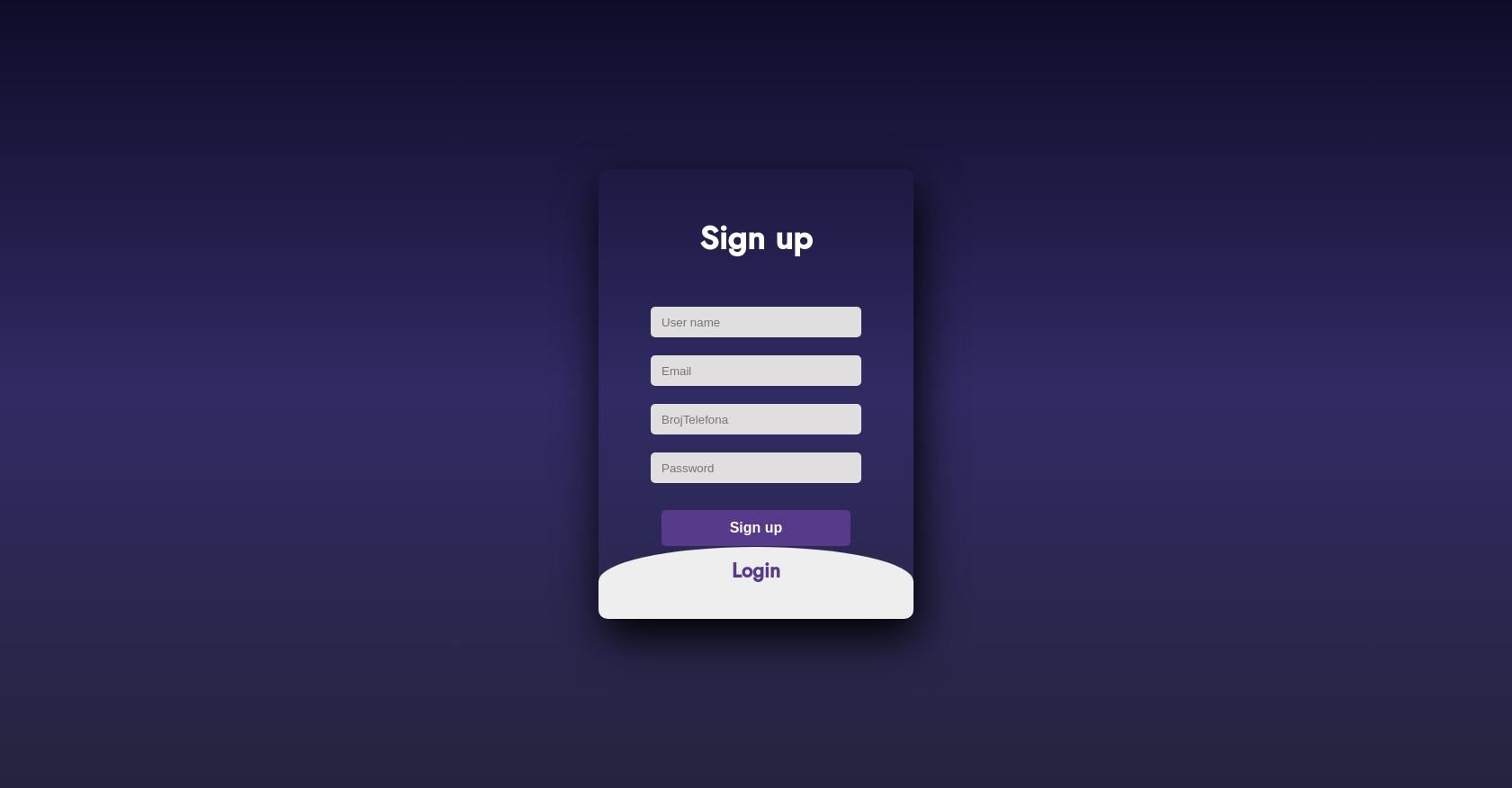 Sign up / Login Form