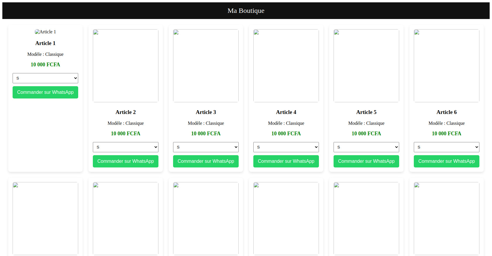 Product Listing with WhatsApp Order Button