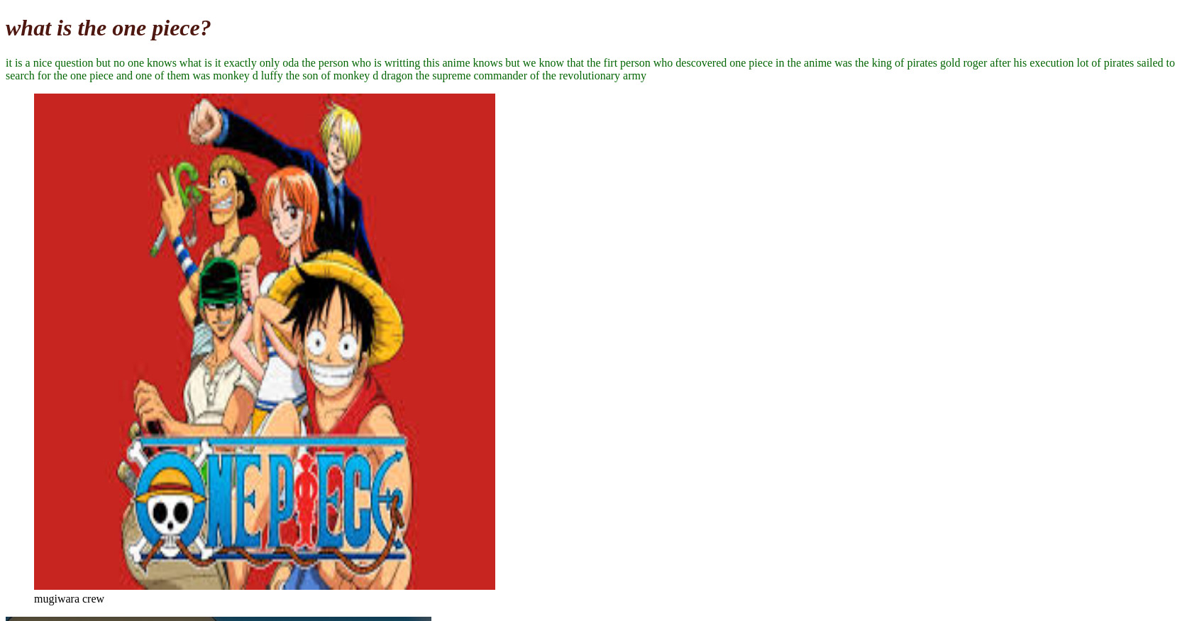 One Piece Anime: What is the One Piece?