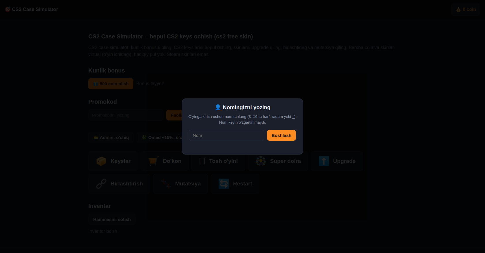 Skin Case Opening Simulator with JavaScript and CSS