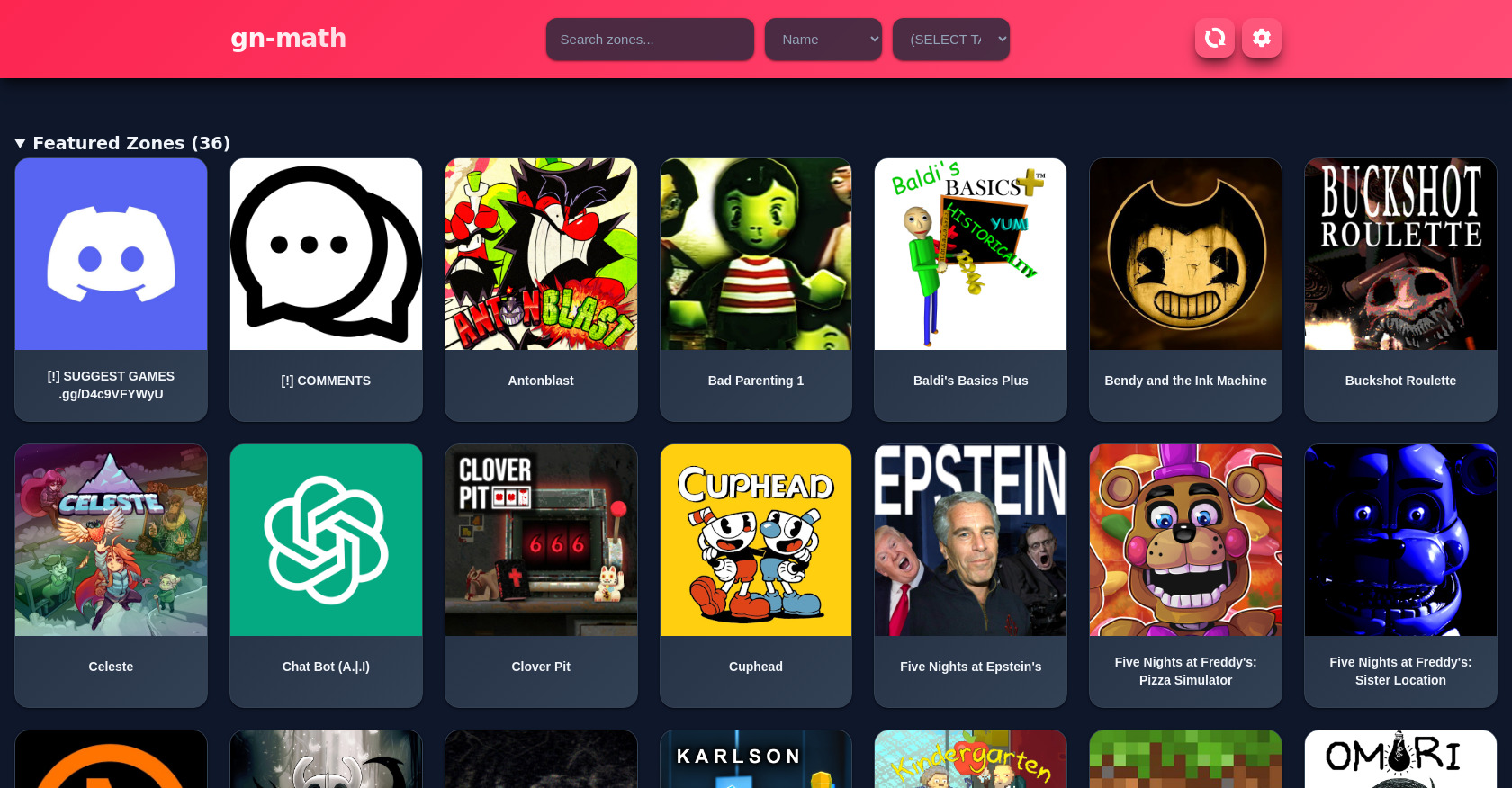 GN-Math: Unblocked Games, Search, Sort, and Play