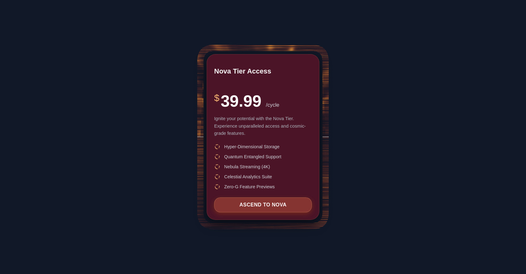 Pricing Card with 3D Tilt & Energy Ring Effect