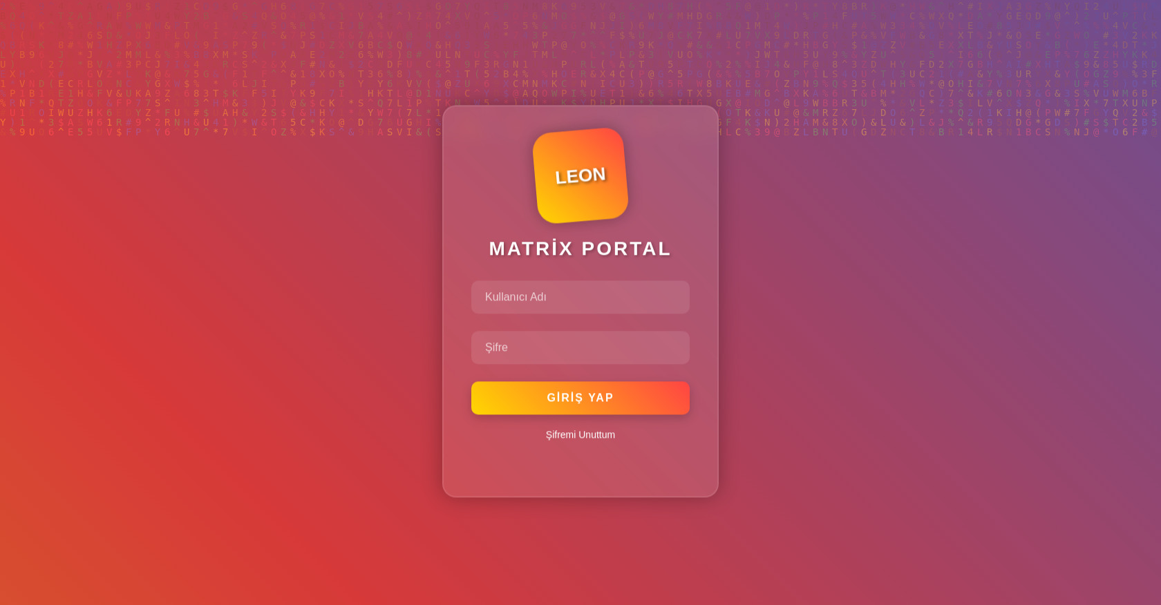 Dizinler ile oluşmuş bir matrix giriş sayfası