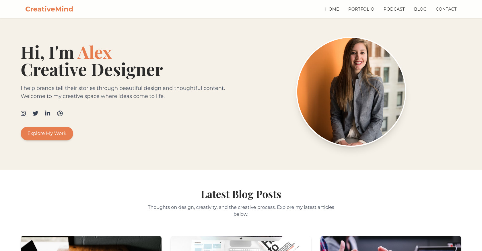 Creative Blog: Design, Podcast & Portfolio HTML