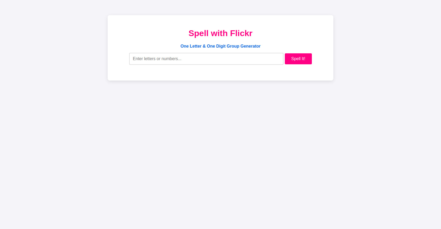 Flickr Spell: Image Letter & Number Generator