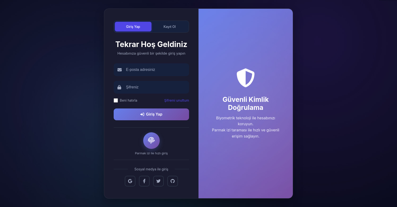 Login & Register Form with Biometric Authentication