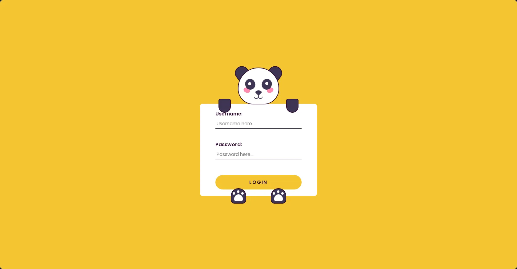 Panda Login Form