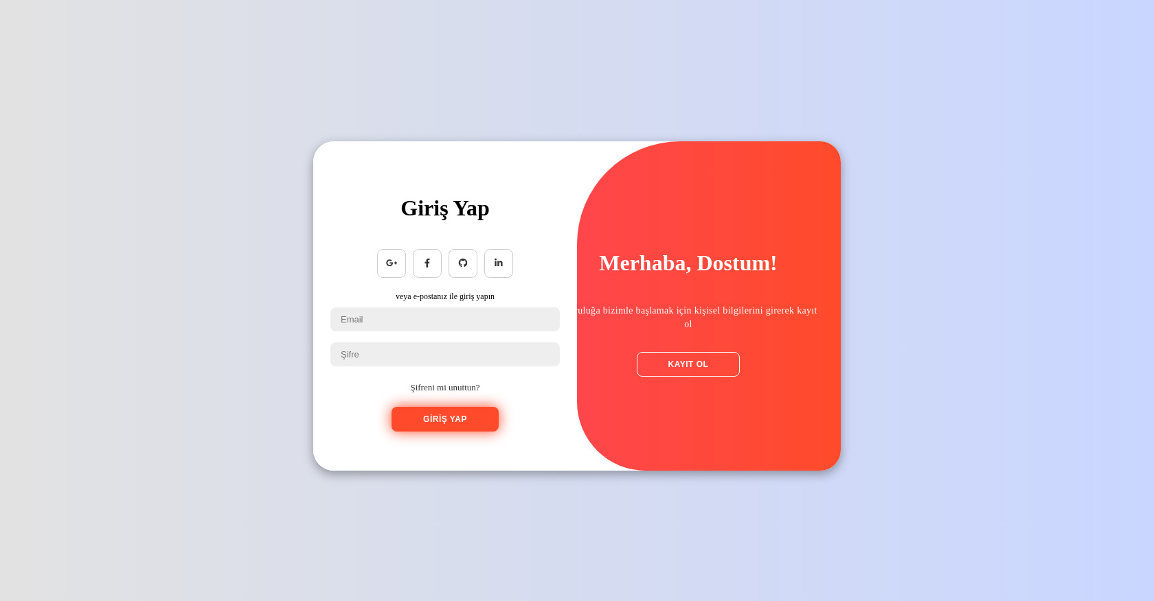 Login & Registration Form HTML (Turkish)