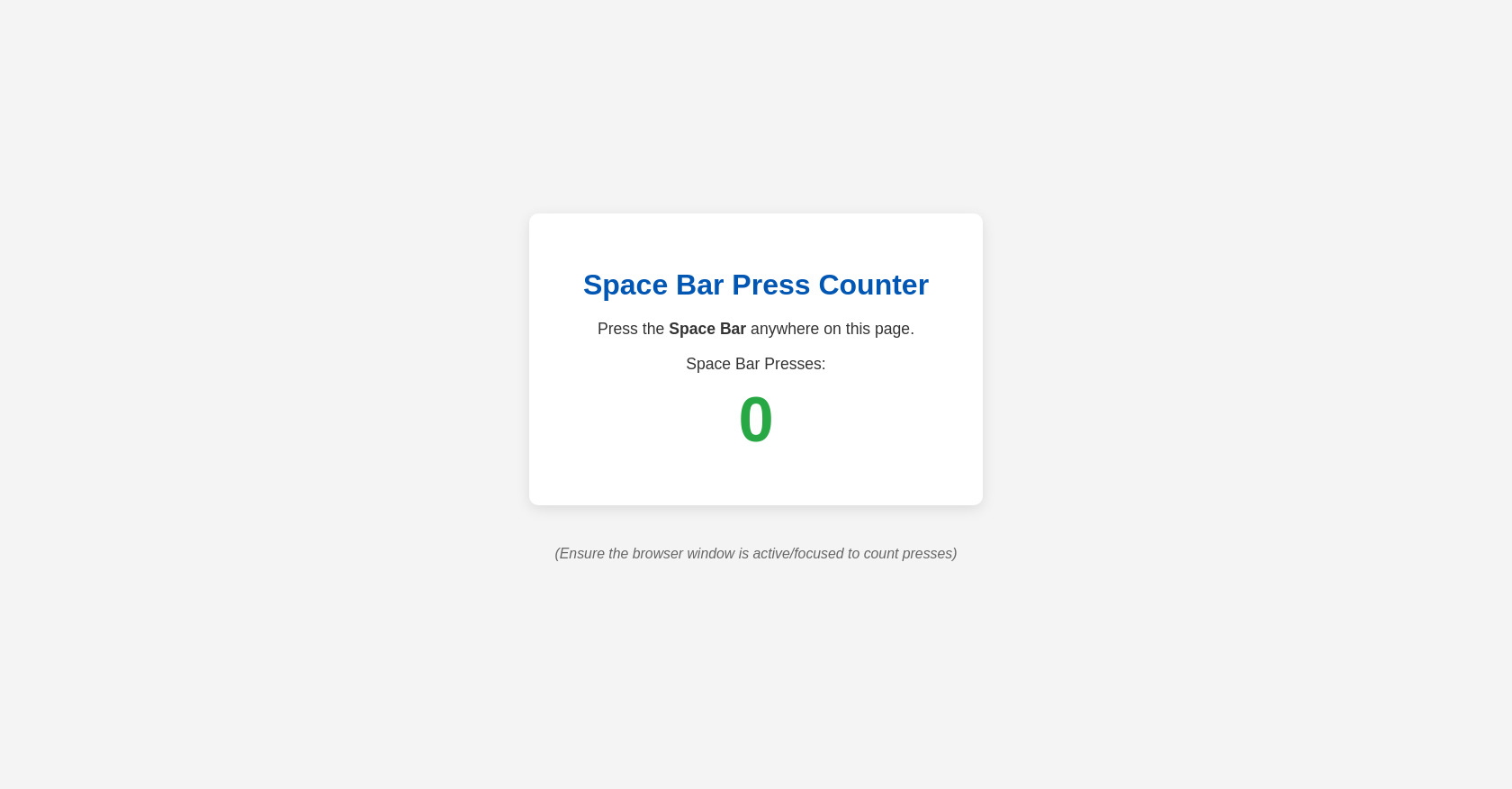 Space Bar Click Counter - JavaScript HTML