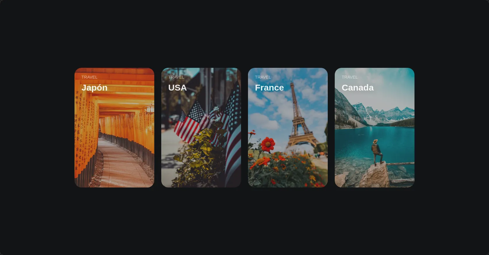 Gallery of sites with hover and blur effect