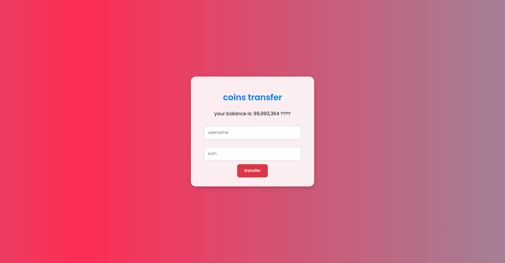 Coin Transfer HTML Form with Payment Selection