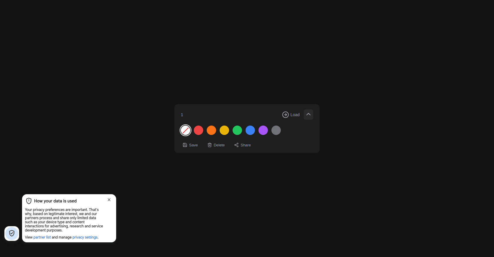 Color Palette Toolbar UI HTML