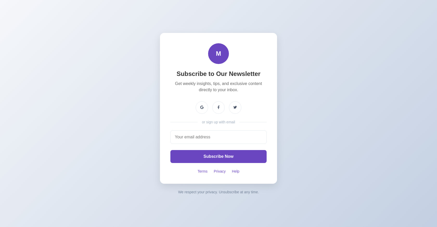 newsletter signup form