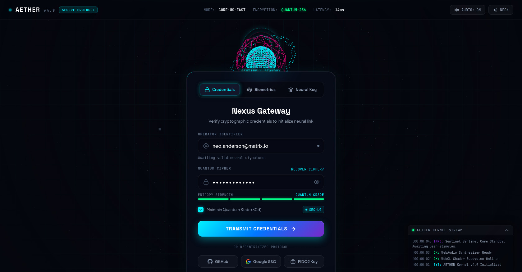 Cyberpunk HUD Login Interface with HTML CSS and JavaScript