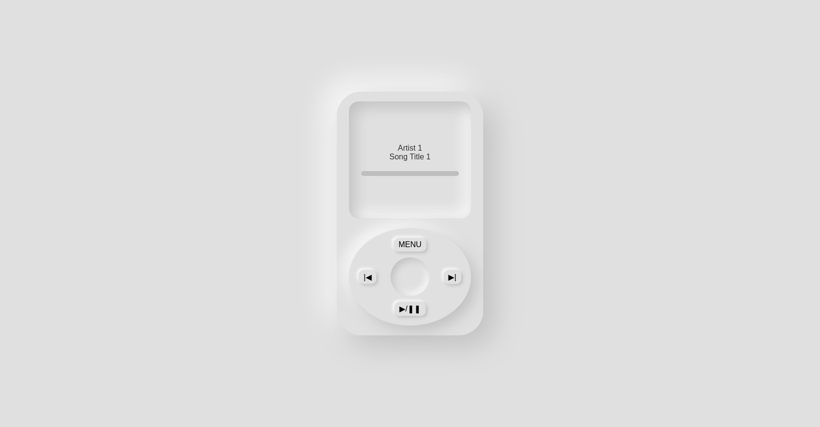 Neumorphic iPod Player HTML Structure